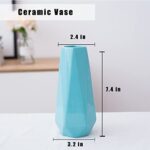 Ceramic Vase, 7.4 Inch for Pampas Calla Lily Tulip, Flower Vase Minimalism Style for Modern Table Shelf Home Decor, Fit for Housewarming, Weddings, Birthday, Christmas, Thanksgiving, New Year (Blue)