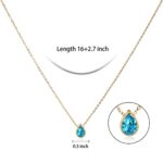 Badu 18K Gold blue Created Gemstones 7x10mm teardrop Necklace for Women Solitaire Cubic Zirconia Jewelry Mothers Day Anniversary Birthday Gifts for Mom Girls Wife Her (blue teardrop)