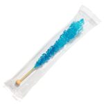 Blue Rock Candy Crystal Sticks – Blue Raspberry Flavored – 12 Indiv. Wrapped