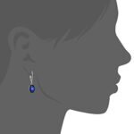 Amazon Collection 925 Sterling Silver 8 x 10mm Oval March Birthstone Created Blue Sapphire Dangle Earrings for Women with Leverbackss
