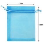 Tojwi 50pcs Organza Bags 3.54”x4.33”(9x11cm) Satin Drawstring Organza Pouch Wedding Party Favor Gift Bag Jewelry Watch Bags-Aqua Blue