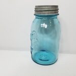 Early 1900’s Blue Ball Perfect Mason Jar One Quart with Zinc Lid