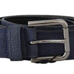 Dolce & Gabbana Blue Deerskin Leather Silver Logo Buckle Belt