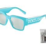 Dolce & Gabbana DG6184 334665 52MM Azure/Light Blue Mirror Silver Square Sunglasses for Men + BUNDLE With Designer iWear Eyewear Kit