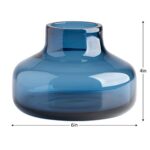 Torre & Tagus Solid Color Round Art Glass Vase for Flowers – 4″ Tall Unique Flower Vase, Clear Handmade Bottle Vase for Modern Home Decor, Bud Vase as Decorative Shelf Decor or Wedding Gift, Blue