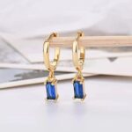 Small Gold Hoop Earrings With Blue Earrings, Gold Huggie Hoop Earrings For Women 14K Gold Hoops Hypoallergenic Jewelry For Girls and Men 2PCS