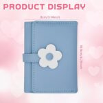 Dohia Small Cute Trifold Wallet for Girls Women Tri-folded Wallet PU Leather Cash Pocket Card Holder Coin Purse with ID Window D1-SZHDQB (Blue)