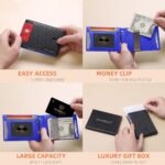 RUNBOX Slim Wallets for Men – Leather Money Clip Mens Wallet – RFID Blocking Front Pocket Bifold Wallet – Minimalist Credit Card Holder with Gift Box