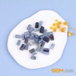 GEM-Inside 31Pcs 8x12mm Natural Blue Kyanite Quartz Gemstone Faceted Freeform Tube Column Chakra Beads for Jewelry Making Full 15″ Strand Power Energy Healing Stone