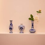 Set of 3 Small Blue & White Porcelain Vases, Fambe Glaze Porcelain Vases Set of 3, Classic Ceramic Flower Vases for Home Décor