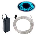 MaxLax EL Wire Ice Blue, 9.8ft/3m Portable Battery Pack Neon Lights Strip 360° Cuttable Glowing Rope Lights for Parties, Halloween, DIY Decoration