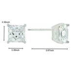 Amazon Essentials Platinum Plated Sterling Silver Princess Cut Cubic Zirconia Stud Earrings (7mm)