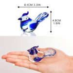 HDCRYSTALGIFTS Blown Glass Bird Figurines Collectibles Blue Jay Statue Ornament Decor Crystal Animal Paperweight Gift