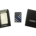 Zippo Custom Lighter – Blue Line Police Support USA Flag – Gifts for Him, for Her, for Boys, for Girls, for Husband, for Wife, for Them, for Men, for Women, for Kids – Black Matte