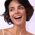 wowshow Acrylic Resin Hoop Earrings for Women Statement Fashion Geometric Octagon Earrings (Blue)