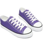 Obtaom Womens Canvas Fashion Sneakers Cute Low Top Shoes Comfortable Canvas Walking Flats for Lady(Dark Purple,US5)
