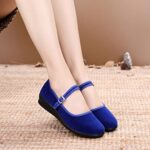 Dear Time Women’s Chinese Mary Jane Flat Shoes Round Toe Cloth Walking Exercise Shoes Blue US 8.5