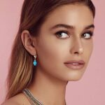Austrian Crystal Teardrop Leverback Dangle Earrings for Women Fashion 14K Gold Plated Hypoallergenic Jewelry (Bermuda Blue)