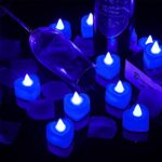 Honoson 1000 Pieces Valentine’s Day Artificial Rose Petals with 24 Pcs Flameless Heart LED Tea Lights Candles Romantic Night Decorations for Wedding Anniversary Table Decor(Blue)
