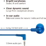 Panasonic ErgoFit Wired Earbuds, In-Ear Headphones with Dynamic Crystal-Clear Sound and Ergonomic Custom-Fit Earpieces (S/M/L), 3.5mm Jack for Phones and Laptops, No Mic – RP-HJE120-AA (Metallic Blue)