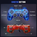 Doueuain Wired Controller for PS2, 2 Pack Gamepad Remote Double Shock Compatible with Play station 2, with 1.8M Cable?Clear Red and Clear Blue?