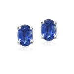 Sterling Silver Genuine Kyanite 5x3mm Oval Stud Earrings