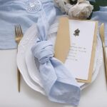 JINVASE Dinner Cloth Napkins Bulk,100% Soft Cotton Linen Napkins,Washable Napkins with Hemmed Edges for Weddings Decorations,Family Event Parties,16”*16”,(Set of 12, Pale Blue)
