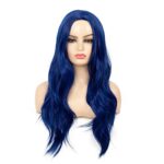 Baruisi Blue Wigs for Women Long Curly Wavy Synthetic Hair Wig Natural Middle Parting Heat Resistant Costume Cosplay Wig