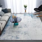 OMERAI Washable Rug 8’x10′ Abstract Machine Washable Rugs Ultra-Thin Area Rugs for Living Room Non Slip Stain Resistant Modern Large Carpet for Bedroom Dining Room Office Blue Rug Washable (Blue)