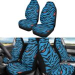 Brosoneto Universal Car Decor Auto Seat Covers with Streering Wheel Cover,Belt Cover Blue Zebra Pattern Full Set Bucket Seat Covers,Pack of 5,Fit for Sedan,SUV