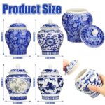 Hushee Set of 4 Small Blue and White Vase Porcelain Vases Blue Chinoiserie Decor Porcelain Ginger Jars for Home Decor Chinoiserie Vase for Bedroom Table Accent Shelf Tabletop Decor (Retro)