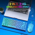 Snpurdiri 60% Wireless Gaming Keyboard and Mouse Combo,LED Backlit Rechargeable 2000mAh Battery,Small Membrane But Mechanical Feel Keyboard + 6D 3200DPI Mice for Gaming,Business Office?Blue