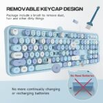 Atelus USB Wired Computer Keyboard – Retro Typewriter Keyboard – Full Size Office Keyboard with Number Pad, Caps Indicators, Foldable Stands, for PC Laptop Desktop Windows (Blue Colorful)