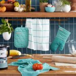 KitchenAid Onion Quilt KT OM PH Kitchen Towel, Oven Mitt & Potholder Set, Aqua Sky