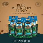 Gold Coffee Blue Mountain Blend: Medium Roast Ground Coffee, 1lb. (Pack of 4) – Roasted to Perfection Instant Coffee, A Medium Roast Coffee Beans, Rich in Flavor with a Sweet, Decadent Aroma.