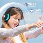 Kids Bluetooth Headphones, Colorful Wireless Over Ear Headset with LED Lights, Built-in Mic, 45H Playtime, 85dB/94dB Volume Limited Headphones for Boys Girls iPad Tablet School Airplane (Blue)