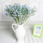 Gumolutin 9Pcs Long Stem Artificial Baby Breath Flowers Real Touch Silk Gypsophila Bouquets for Office Indoor/Outdoor Wedding DIY Party Centerpieces Arrangements Decoration(Light Blue)