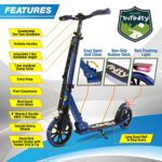 SereneLife Foldable Kick Scooter – Stand Kick Scooter for Teens and Adults with Rubber Grip at Tip, Alloy Deck, Adjustable T-Bar Handlebar Height, Smooth Gliding Wheels, Easy Maneuvering