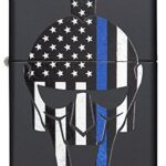 Zippo Gladiator Blue Line Black Matte Pocket Lighter