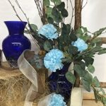 Floral Supply Online 8 3/4″ Cobalt Blue Spring Garden Vase and Flower Guide Booklet- Decorative Glass Flower Vase for Floral Arrangements, Weddings, Home Decor or Office.