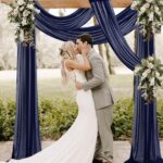 Wedding Arch Draping Fabric Chiffon Fabric Navy Blue Drapery 2 Panels 6 Yards Sheer Ceiling Drapes Chiffon Backdrop Curtains for Parties Wedding Ceremony Reception Arbor Curtains Swag Decorations