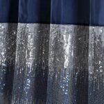 Lush Decor Night Sky Shower Curtain – Chic Shimmery Two-Tone Sequins, Glamorous Sparkle & Modern Color Block Design – Ideal for Modern Glam Bathroom Decor – 72″ W x 72″ L, Navy & White