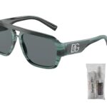 Dolce & Gabbana DG4403 339180 58MM Blue Horn/Dark Blue Pilot Sunglasses for Men + BUNDLE With Designer iWear Eyewear Kit