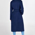 PRETTYGARDEN Women’s Fall Fashion Overcoat Faux Suede Shacket Jacket Lapel Belted Long Winter Trench Coats (Navy,X-Large)