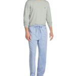 Nautica Men’s Soft Woven 100% Cotton Elastic Waistband Sleep Pajama Pant, Blue Bone, X-Large