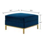 24KF Mid-Century Modern Upholstered Square Sofa Ottoman with Metal Base, upholstered Velvet Padded Cushion Coffee Table Ottoman,Large Footrest Ottoman for Couch-Navy