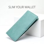 Alldaily Ultra Slim Thin Leather Women Wallet RFID Blocking Credit Card Holder Bifold Long Ladies Billfold (Purist Blue)