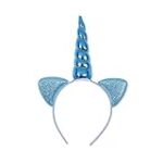 The Crafty Owl Glitter Sequins Unicorn Ears with Horn Headband for Party, Festivals, Accessories, Birthday, Events. (Blue)