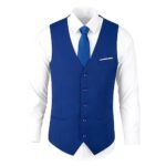 Mens Vests Dress Royal Blue Vests for Men Men’s Suit Vest Slim Fit Business Wedding Texedo Waistcoat Vest Size XL