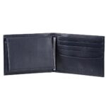Tommy Hilfiger Men’s Slim Leather Bifold Wallet with 6 Credit Card Pockets and Removable Id Window – Navy Blue